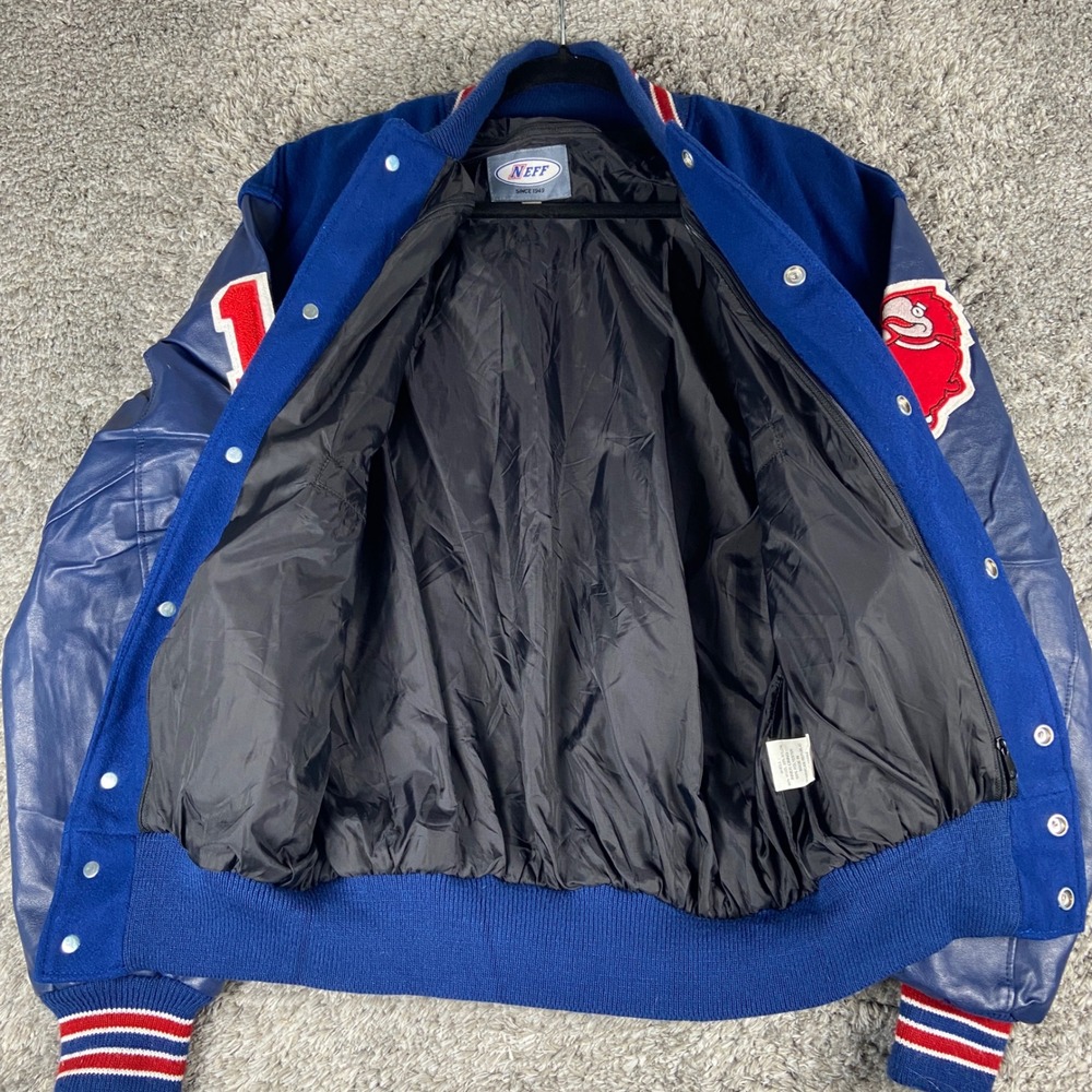 Vintage Neff Varsity Jacket Mens M Blue Wool Leather Letterman Band J 14 Tiffany - Picture 6 of 10